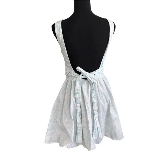 Wild Fable Womens Cottagecore Blue Floral Open Tie Back Mini Dress S Coquette - Picture 2 of 6